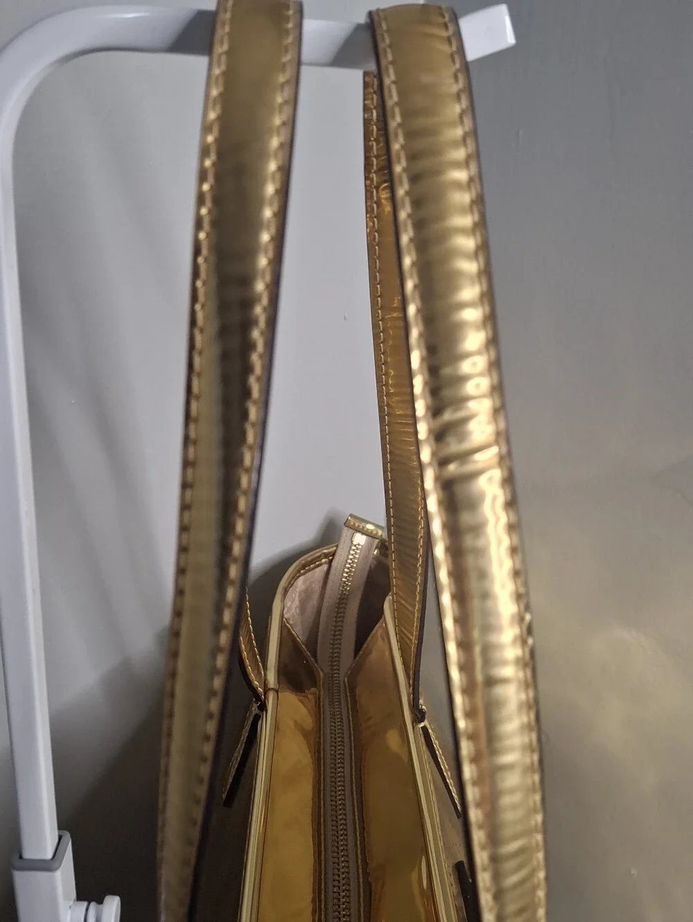 Kate Spade New York Metallic Gold Perforated Tote Bag & NWT Cosmetic Pouch Set